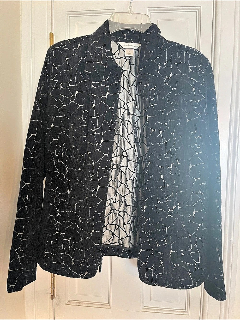 Christopher & Banks Abstract Blazer in Black & Gray Size Medium